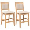 vidaXL Taburetes de bar con cojines, 2 unidades, madera maciza natural, caucho