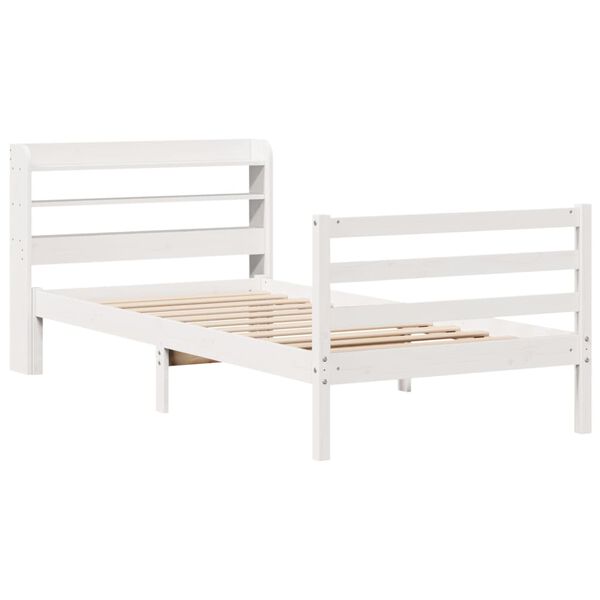 vidaXL Estructura de cama con cabecero sin colch&oacute;n blanco 90x200 cm