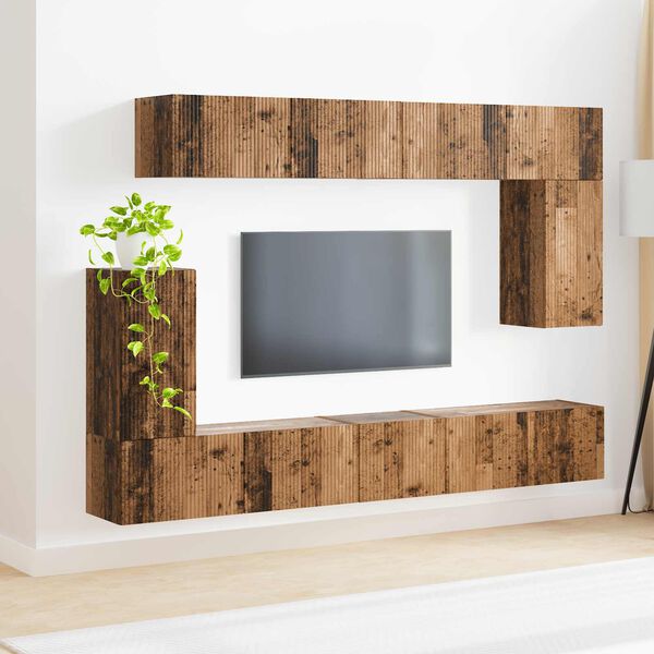 vidaXL Conjunto de mueble de TV Montaje en la pared 5 pcs Madera vieja