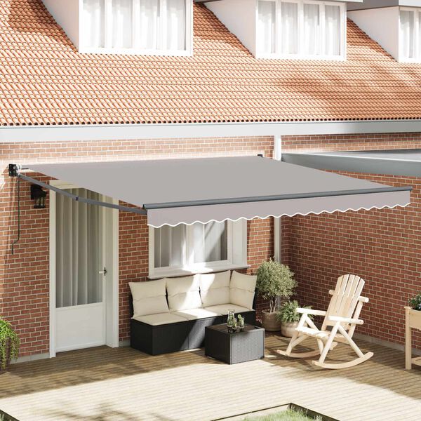 vidaXL Toldo Retr&aacute;ctil Manual Gris Claro 400 x 300 cm tela