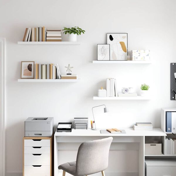 vidaXL Estantes flotantes de pared 4 uds MDF blanco 90x23,5x3,8 cm