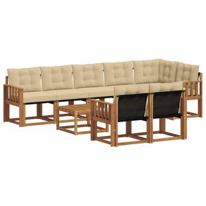 vidaXL Conjunto de sof&aacute;s de exterior con coj&iacute;n 9 pcs Natural y Beige