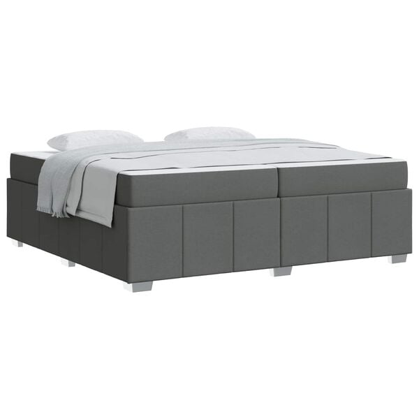vidaXL Estructura de cama con colch&oacute;n Gris oscuro 200 x 200 cm tela