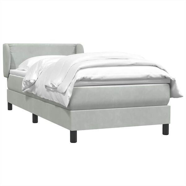 vidaXL Cama box spring con colch&oacute;n terciopelo gris claro 80x210 cm