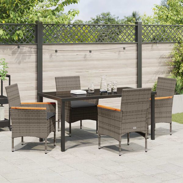 vidaXL Conjunto de Comedor de Jardín 5 pcs Gris ratán sintético