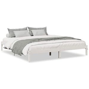 vidaXL Cama extralarga sin colch&oacute;n madera maciza pino blanca 180x210cm