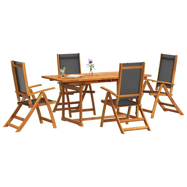 vidaXL Juego comedor de jard&iacute;n 7 pzas madera maciza acacia y textileno