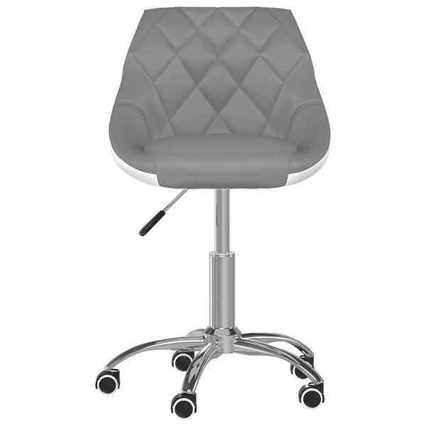 vidaXL Silla de comedor giratoria cuero sint&eacute;tico gris y blanco