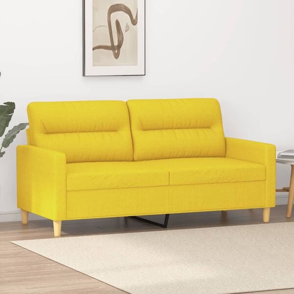 vidaXL Sof&aacute; de 2 plazas de tela amarillo claro 140 cm