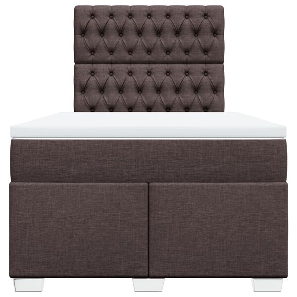 vidaXL Cama box spring con colch&oacute;n tela marr&oacute;n oscuro 120x190 cm