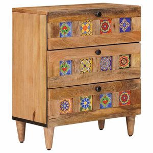 vidaXL Armario de Noche Natural 50 x 33 x 62 cm Madera de mango maciza