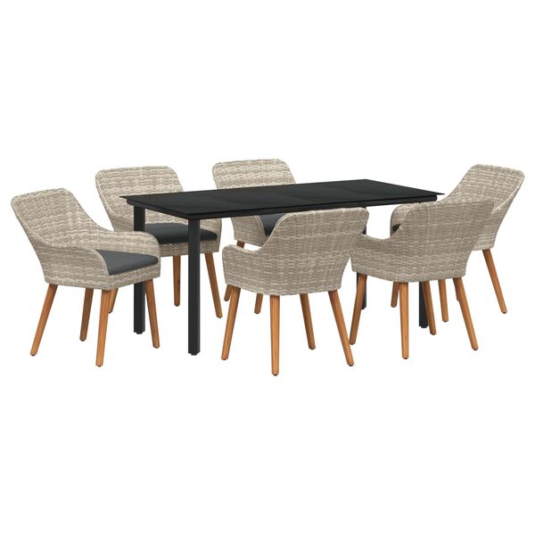 vidaXL Conjunto de Comedor de Jard&iacute;n 7 pcs Gris Claro rat&aacute;n sint&eacute;tico