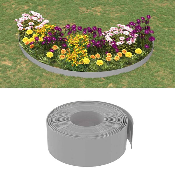 vidaXL Borduras de jardín 3 uds polietileno gris 10 m 20 cm