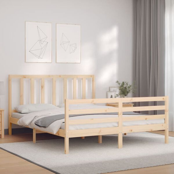 vidaXL Estructura de cama sin colch&oacute;n madera maciza de pino 160x200 cm