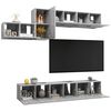 vidaXL Set muebles de sal&oacute;n TV 7 pzas madera ingenier&iacute;a gris hormig&oacute;n
