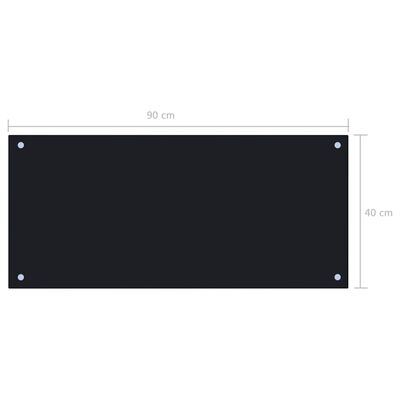 vidaXL Protección salpicaduras cocina vidrio templado negro 90x40 cm