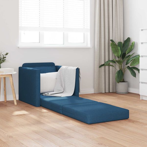 vidaXL Sof&aacute; cama de suelo 2 en 1 tela azul 112x174x55 cm