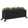 vidaXL Jardinera con ruedas y 3 maceteros rat&aacute;n PE negro 107x32x38 cm