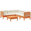 vidaXL Set de sof&aacute;s jard&iacute;n 6 pzas con cojines madera pino marr&oacute;n cera