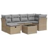 vidaXL Set sof&aacute;s de jard&iacute;n 7 piezas y cojines rat&aacute;n sint&eacute;tico beige