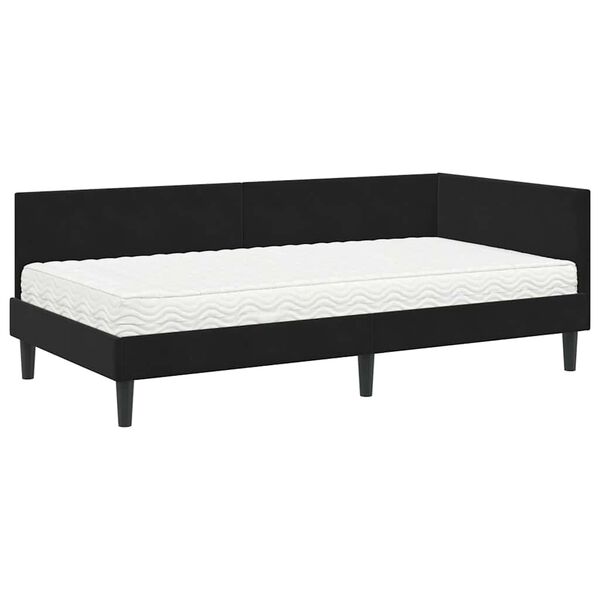 vidaXL Estructura de Cama Esquina con Colch&oacute;n 2 pcs Negro Terciopelo