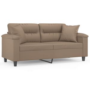 vidaXL Sof&aacute; de 2 plazas con cojines cuero sint&eacute;tico capuchino 140 cm