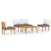vidaXL Set de muebles de jard&iacute;n 4 piezas con cojines madera de acacia