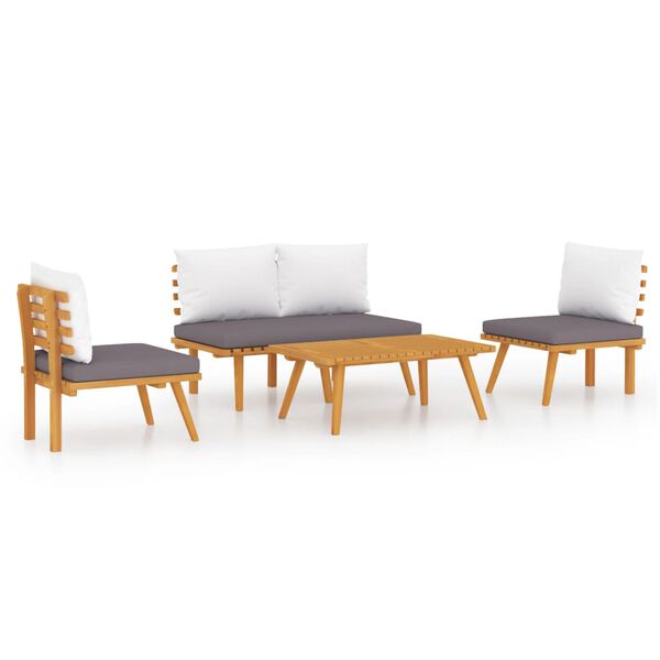 vidaXL Set de muebles de jard&iacute;n 4 piezas con cojines madera de acacia