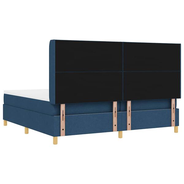 vidaXL Cama tipo Box Spring con colch&oacute;n Azul 200 x 200 cm tela
