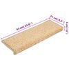 vidaXL Alfombrillas para escaleras 10 unidades 65x21x4 cm Crema Borde Rectangular