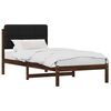 vidaXL Estructura de Cama con Cabecera Tapizada Marr&oacute;n oscuro y negro