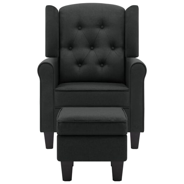 vidaXL Sillón con reposapiés tela gris oscuro