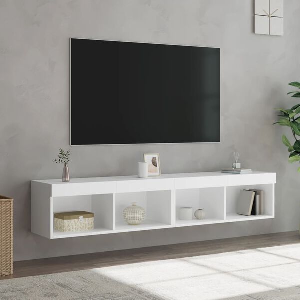 vidaXL Muebles de TV con luces LED 2 uds blanco 80x30x30 cm
