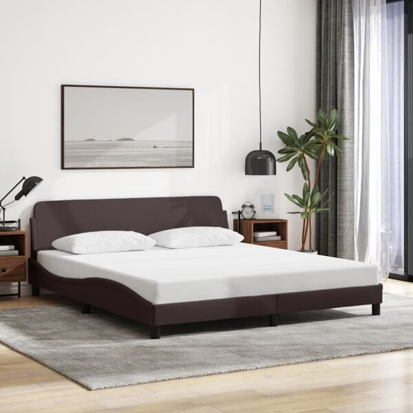 vidaXL Estructura de cama Dover de tela marr&oacute;n oscuro 160x200 cm