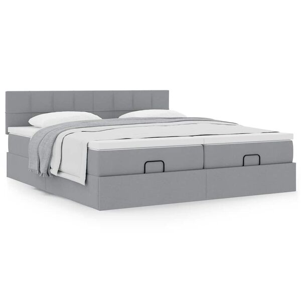 vidaXL Estructura de cama otomana colchones tela gris claro 180x200cm