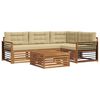 vidaXL Conjunto de sof&aacute;s de exterior 5 uds. Natural y Beige