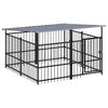 vidaXL Perrera de exterior con tejado acero 3,75 m&sup2;
