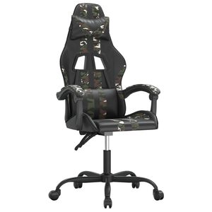 vidaXL Silla gaming giratoria cuero sint&eacute;tico negro y camuflaje