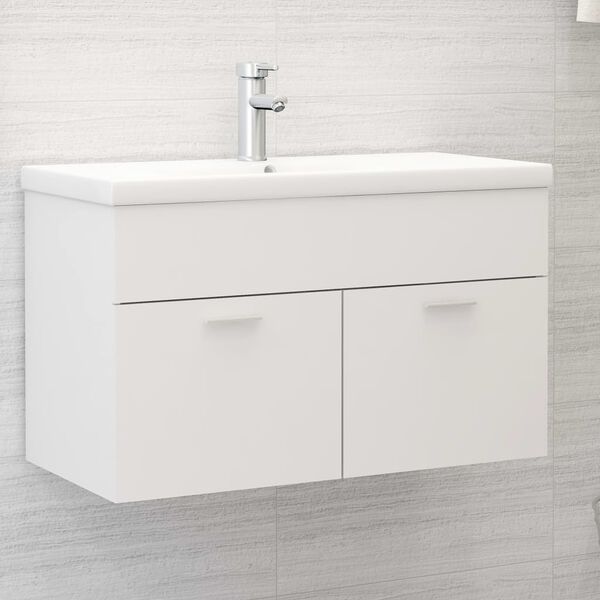 vidaXL Armario para lavabo madera contrachapada blanco 80x38,5x46 cm