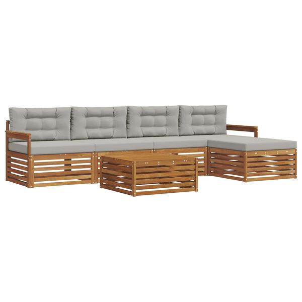 vidaXL Conjunto de sof&aacute;s de exterior 6 pcs Gris Natural y Claro