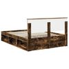 vidaXL Estructura de cama con cabecera Roble ahumado 135 x 190 cm