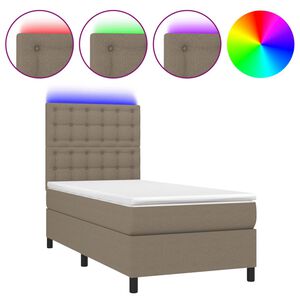 vidaXL Cama box spring colch&oacute;n y luces LED gris taupe 80x200 cm
