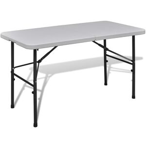vidaXL Mesa de jard&iacute;n plegable 122 cm HDPE blanco