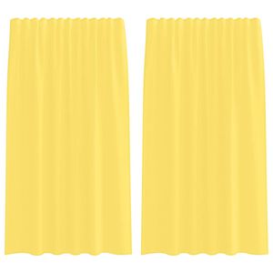 vidaXL Cortinas de gasa con bolsillos para varillas 2 uds. amarillo
