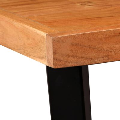 vidaXL Set muebles de bar 3 pzas madera maciza acacia cuero genuino