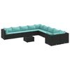 vidaXL Set de sof&aacute;s de jard&iacute;n 11 pzas y cojines rat&aacute;n sint&eacute;tico negro