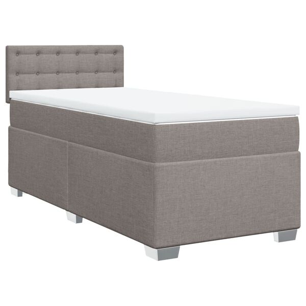 vidaXL Cama box spring con colch&oacute;n tela gris taupe 100x200 cm