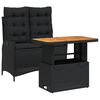 vidaXL Set comedor de jard&iacute;n 2 pzas con cojines rat&aacute;n sint&eacute;tico negro