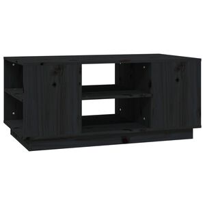 vidaXL Mesa de centro de madera maciza de pino negro 90x49x40,5 cm