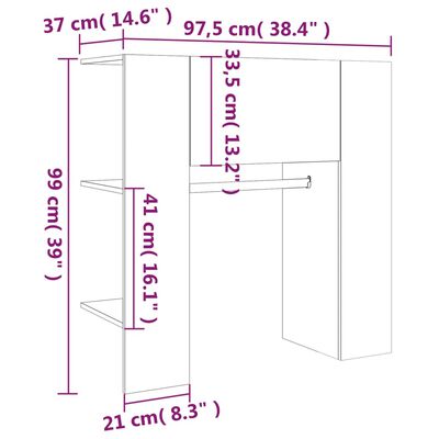 vidaXL Mueble de recibidor madera ingeniería gris Sonoma 97,5x37x99 cm